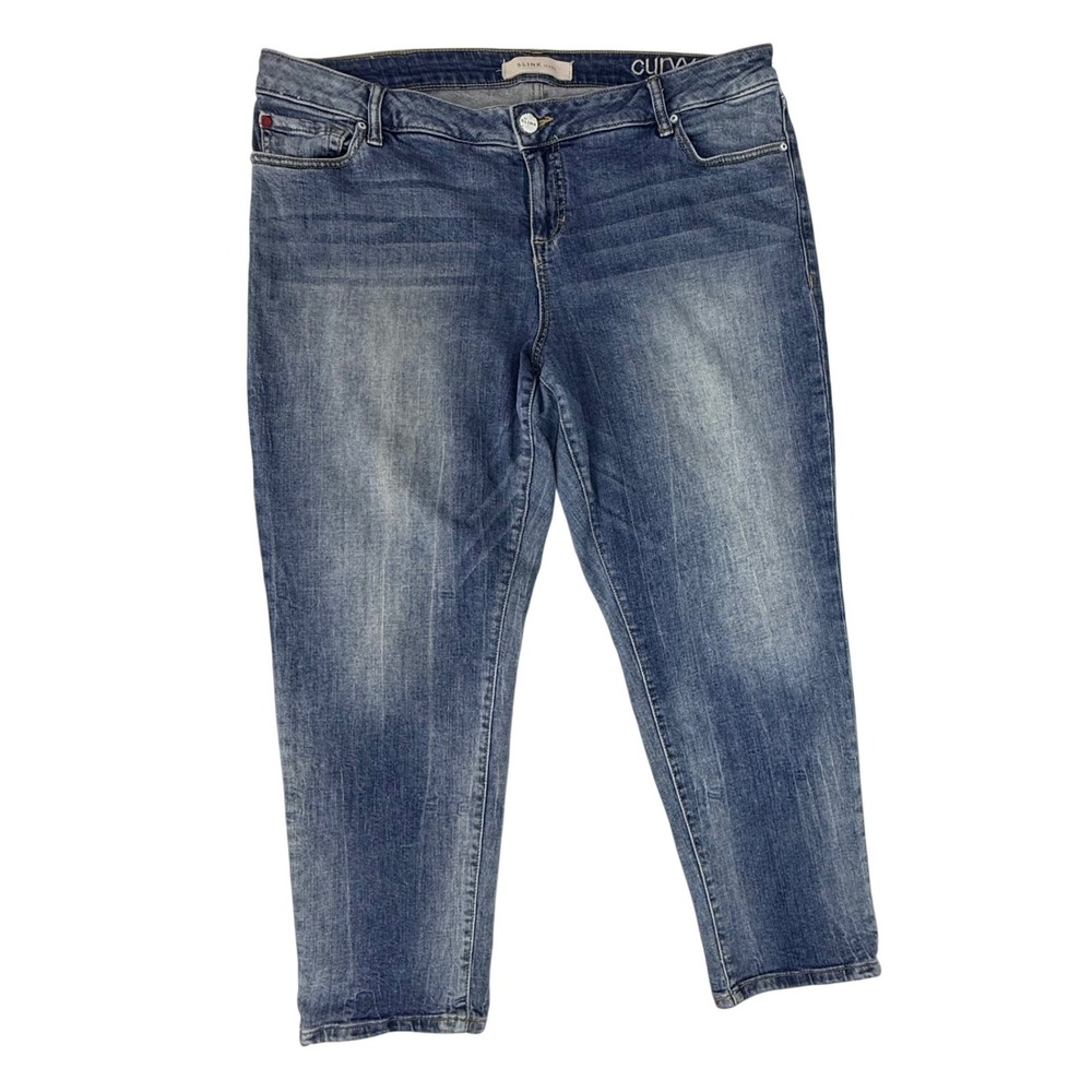 Slink Jeans Curvy Ankle Slim 18 Blue Medium Wash Stretch Denim Pants Casual